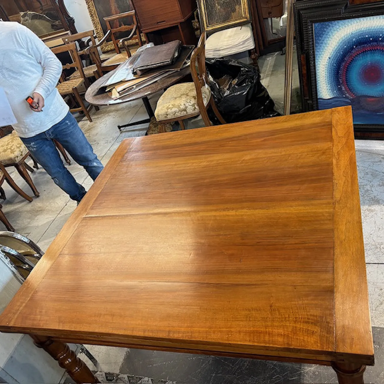 Tavolo a libro toscano Luigi Filippo noce massello allungabile, '800 7