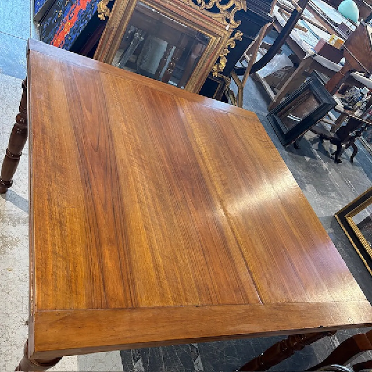 Tavolo a libro toscano Luigi Filippo noce massello allungabile, '800 9