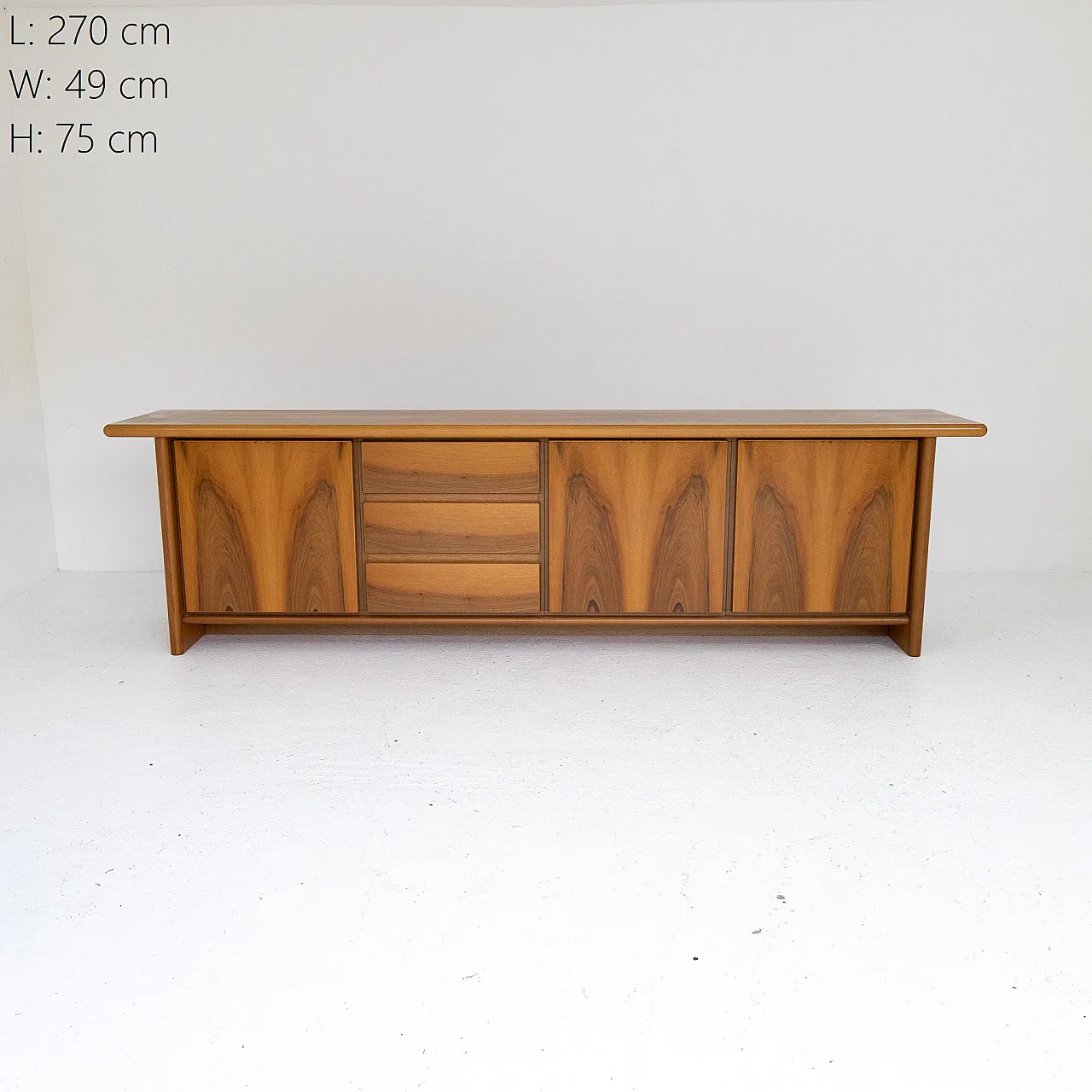 Credenza in noce con ante e cassetti, anni '70 9