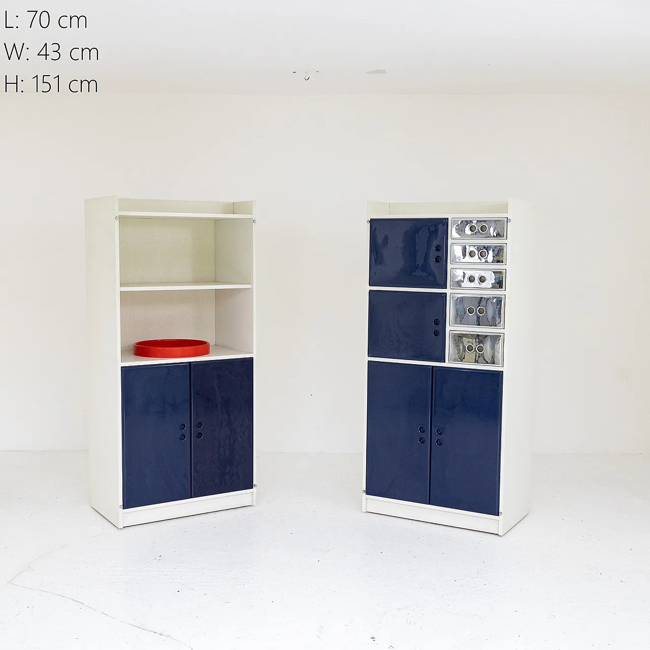 Coppia di mobili contenitori modulari, anni ’60 10