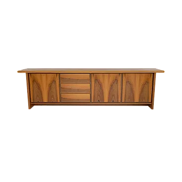 Credenza in noce con ante e cassetti, anni '70