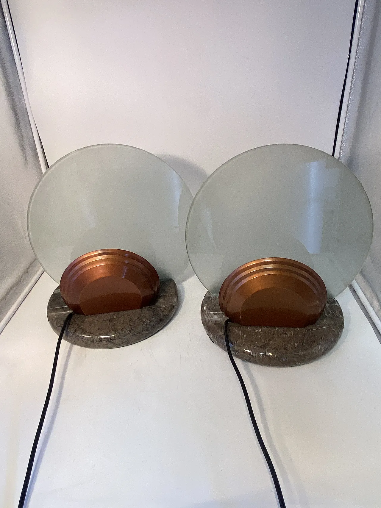Pair of Gong lamps by Bruno Gecchelin for Skipper, 1980s 2