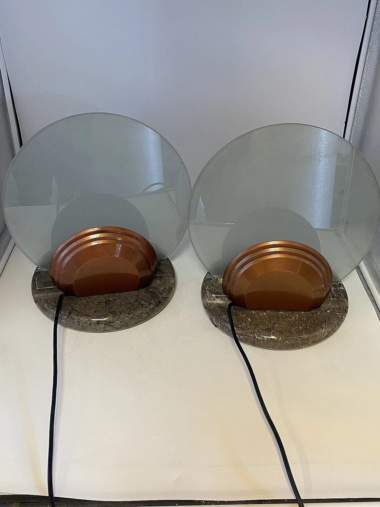 Pair of Gong lamps by Bruno Gecchelin for Skipper, 1980s 5