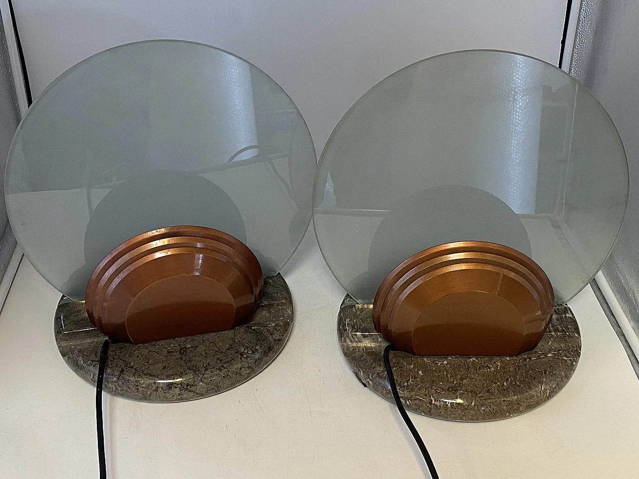 Pair of Gong lamps by Bruno Gecchelin for Skipper, 1980s 6