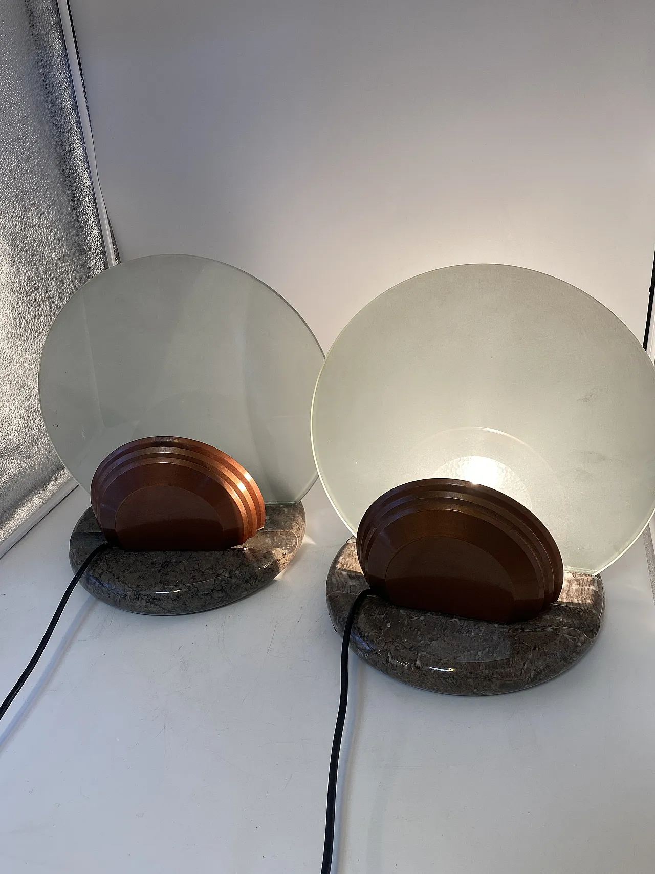 Pair of Gong lamps by Bruno Gecchelin for Skipper, 1980s 11