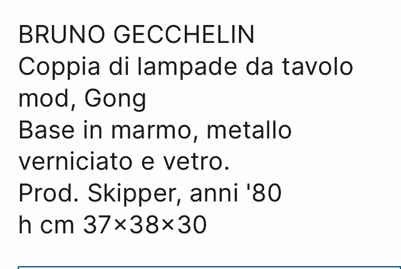 Pair of Gong lamps by Bruno Gecchelin for Skipper, 1980s 16