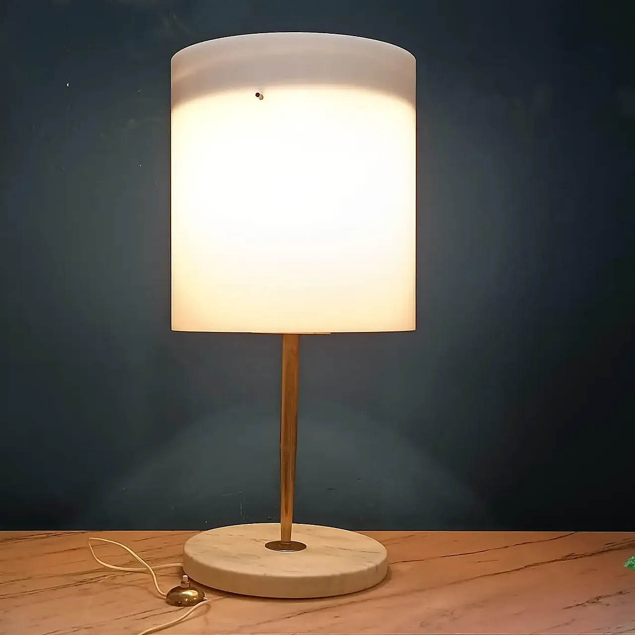 Stilnovo avolo lamp in marble, brass and plexiglass, 1950s 2