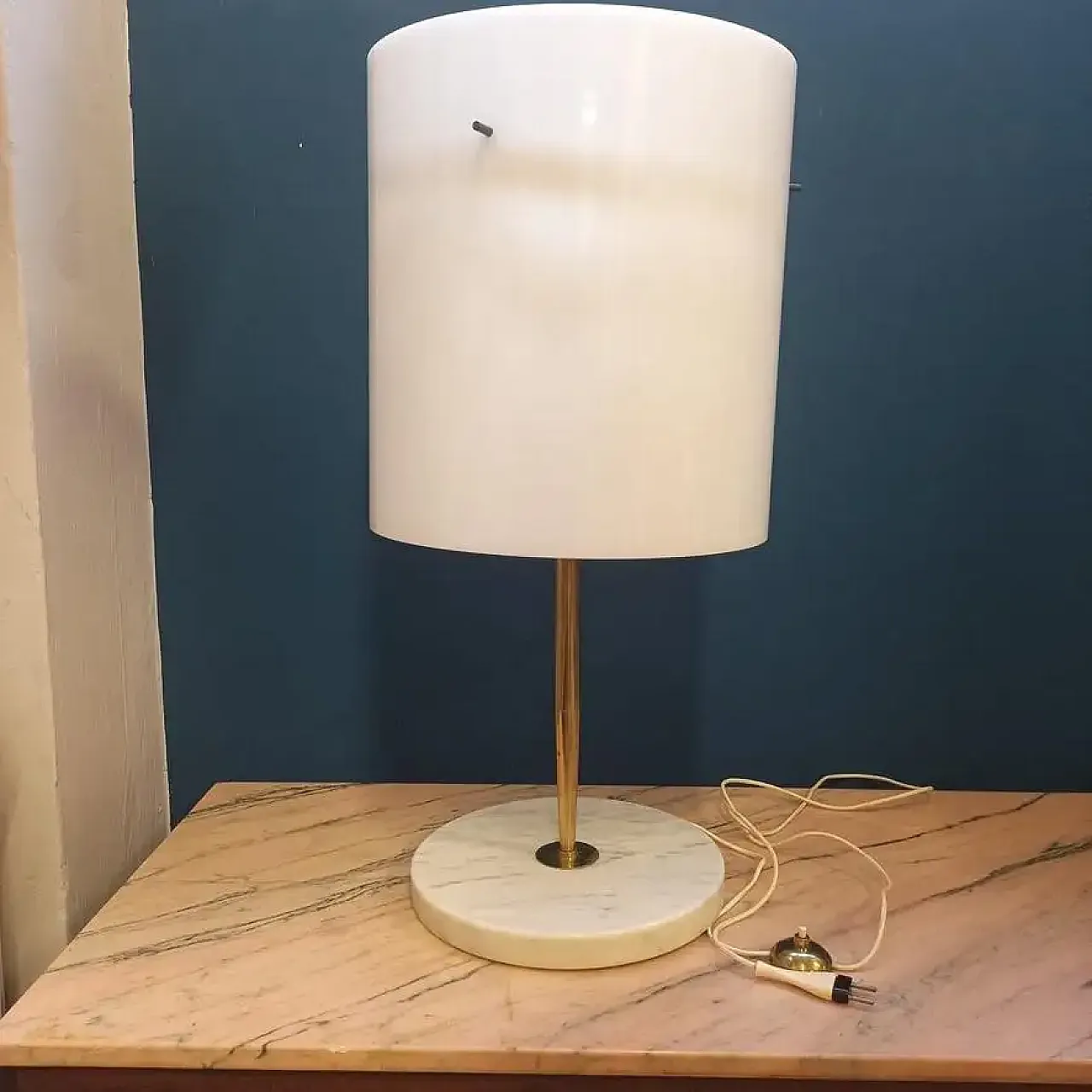 Stilnovo avolo lamp in marble, brass and plexiglass, 1950s 5