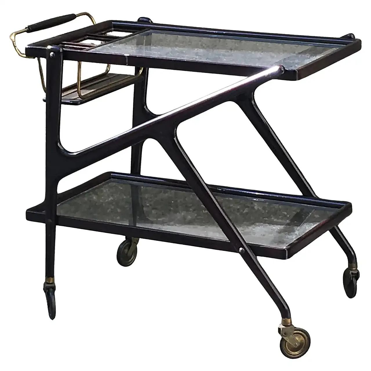 Mahogany bar cart attributed to C. Lacquer, 1950s 1