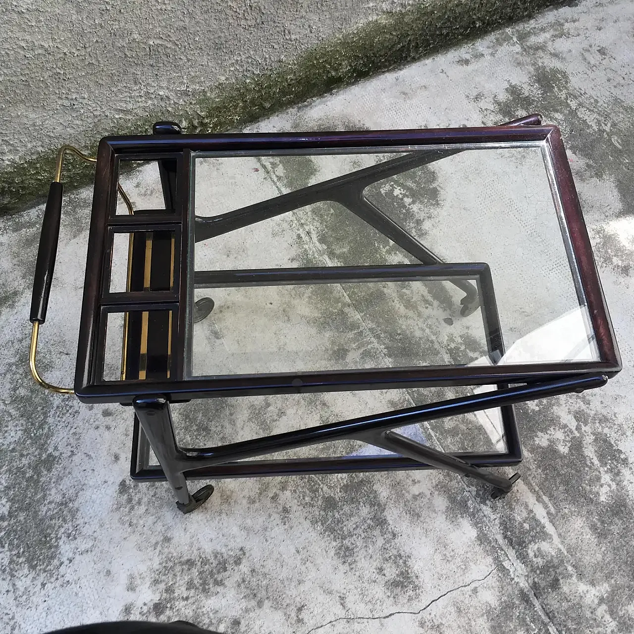 Mahogany bar cart attributed to C. Lacquer, 1950s 8