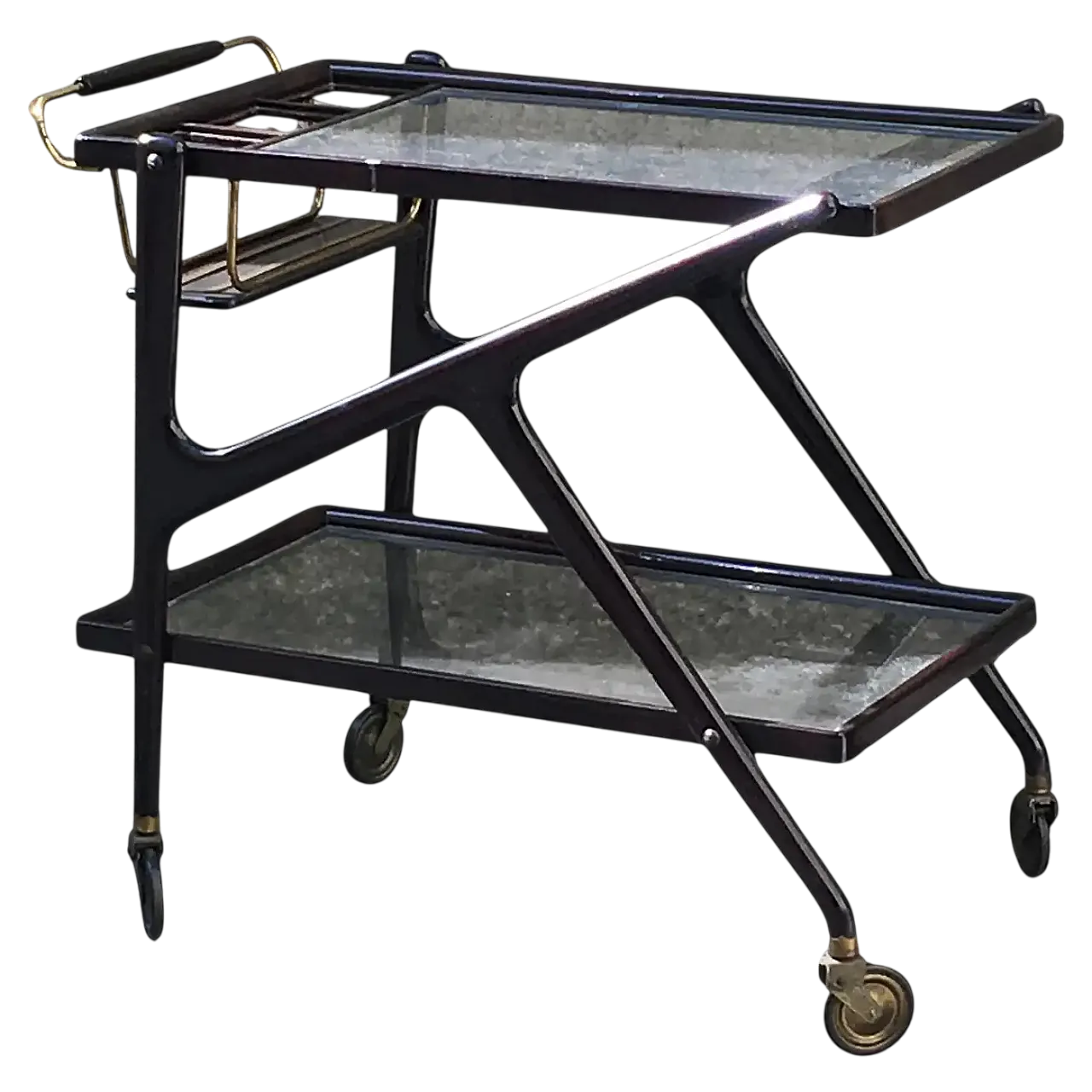 Mahogany bar cart attributed to C. Lacquer, 1950s 9