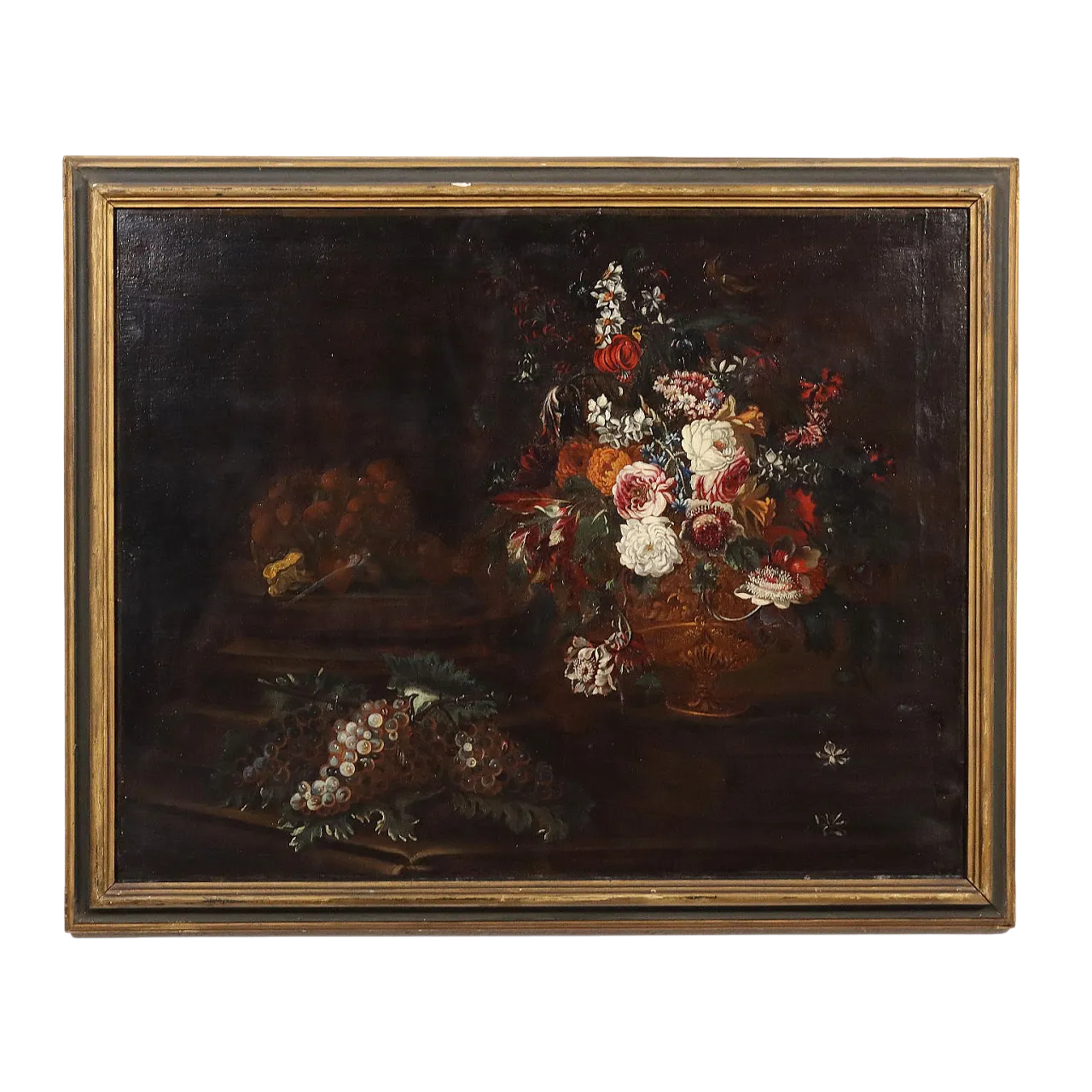 Natura Morta con Fiori Uva e Funghi, olio su tela, '700 10