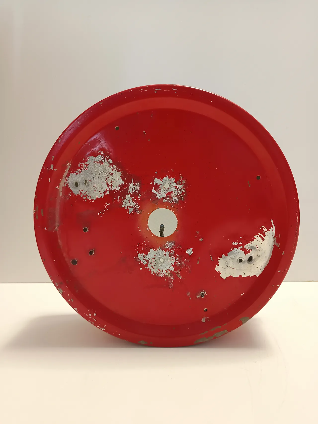 Red Metal and Glass Ceiling Light model 3055 by Gino Sarfatti for Arteluce, 1962 10