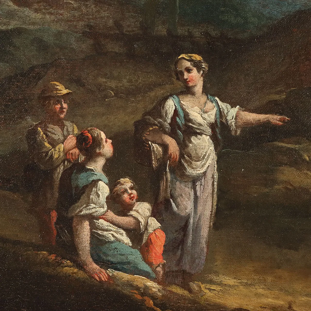 Landscape with Figures, oil on vanvas, 18th century 4