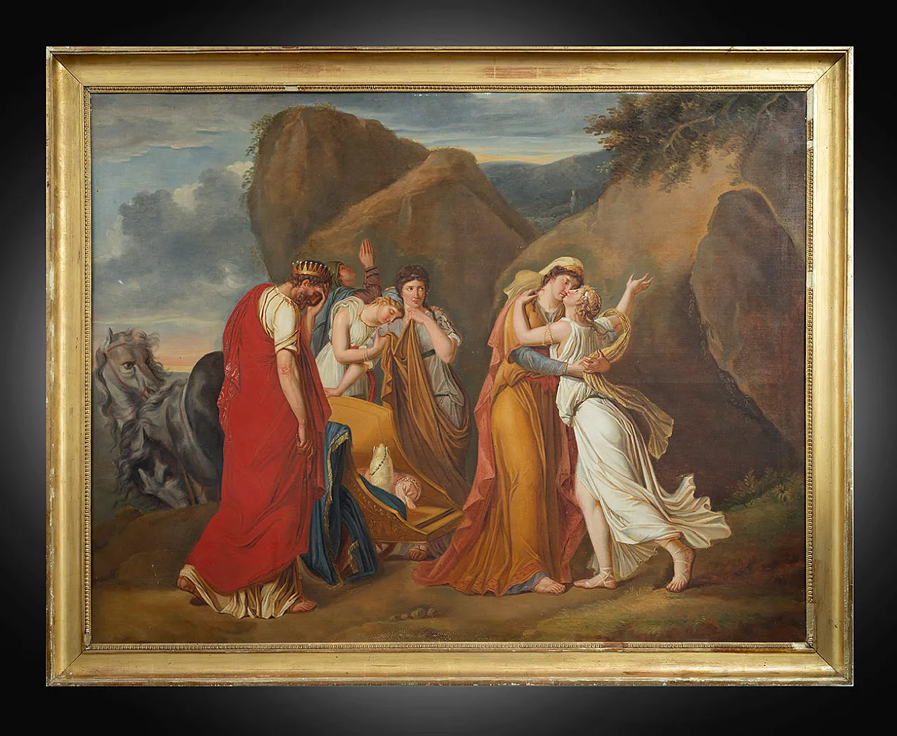 Neoclassical oil on canvas depicting psyche that greets, 19th century 1