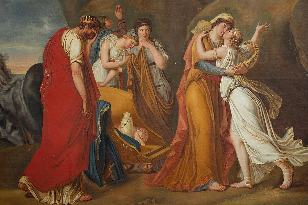 Neoclassical oil on canvas depicting psyche that greets, 19th century 2
