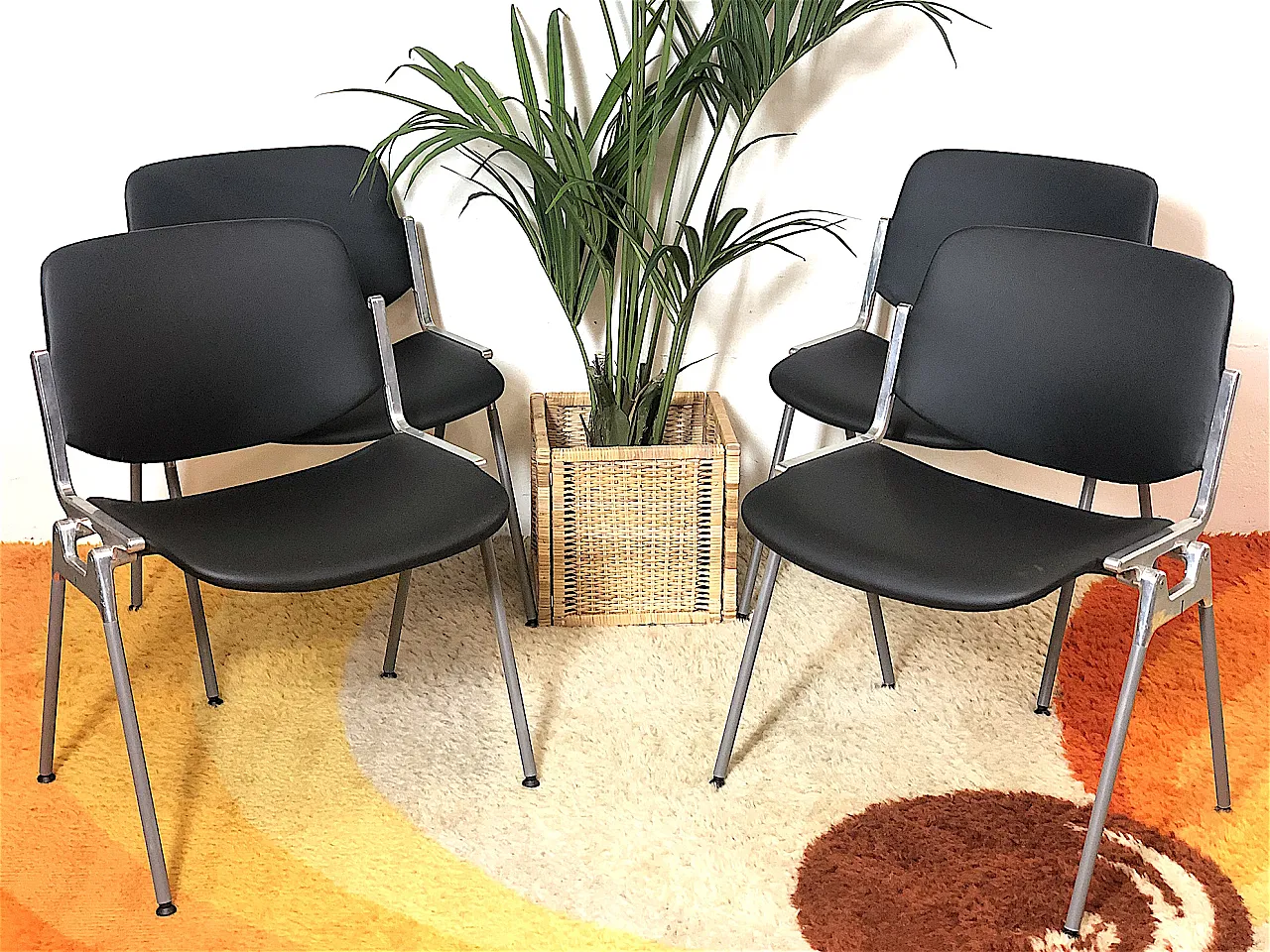 4 chairs DSC 106  by Giancarlo Piretti for Anonima Castelli black, 60s 1