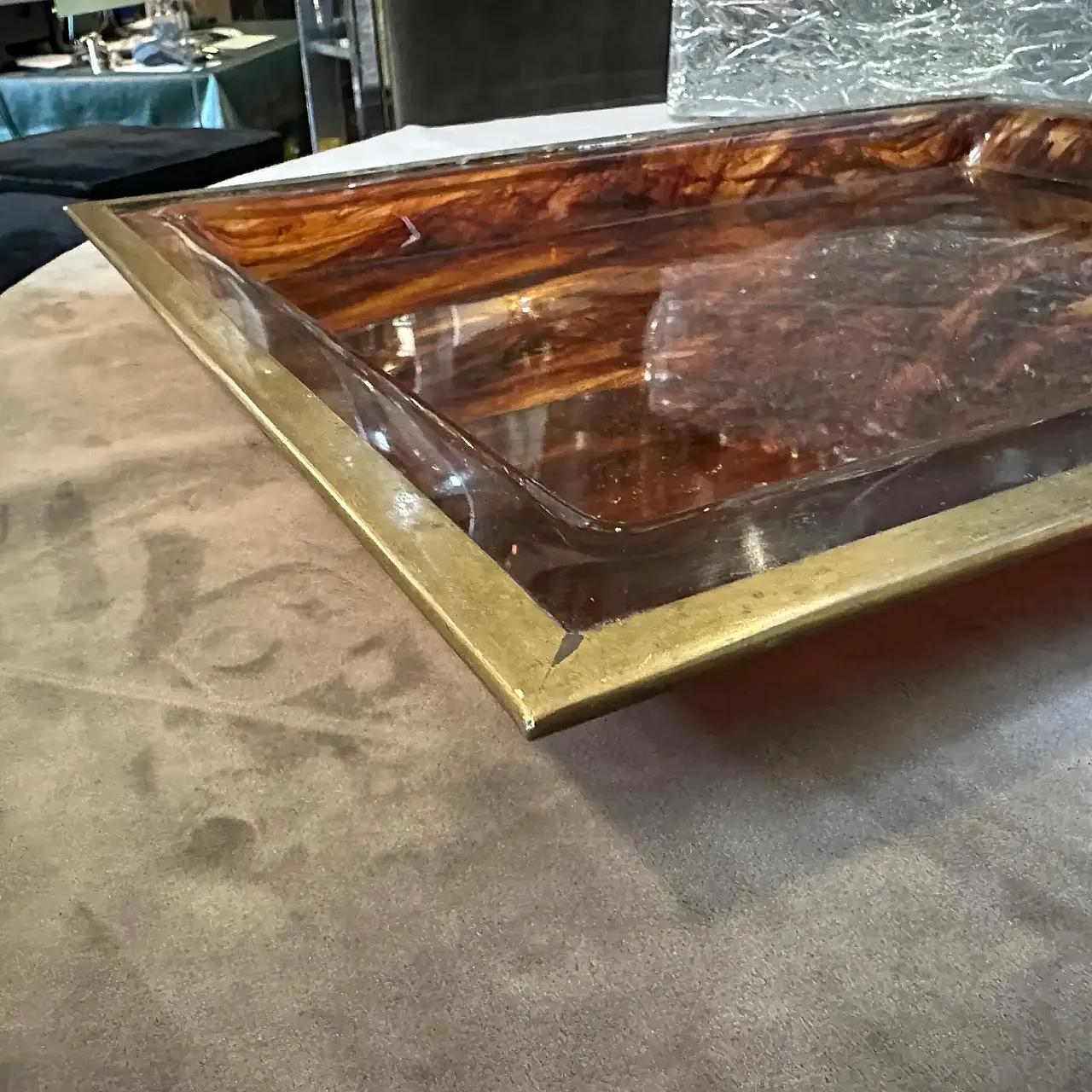 Vassoio in finta tartaruga di Ulderico Cavinato, anni '80 9