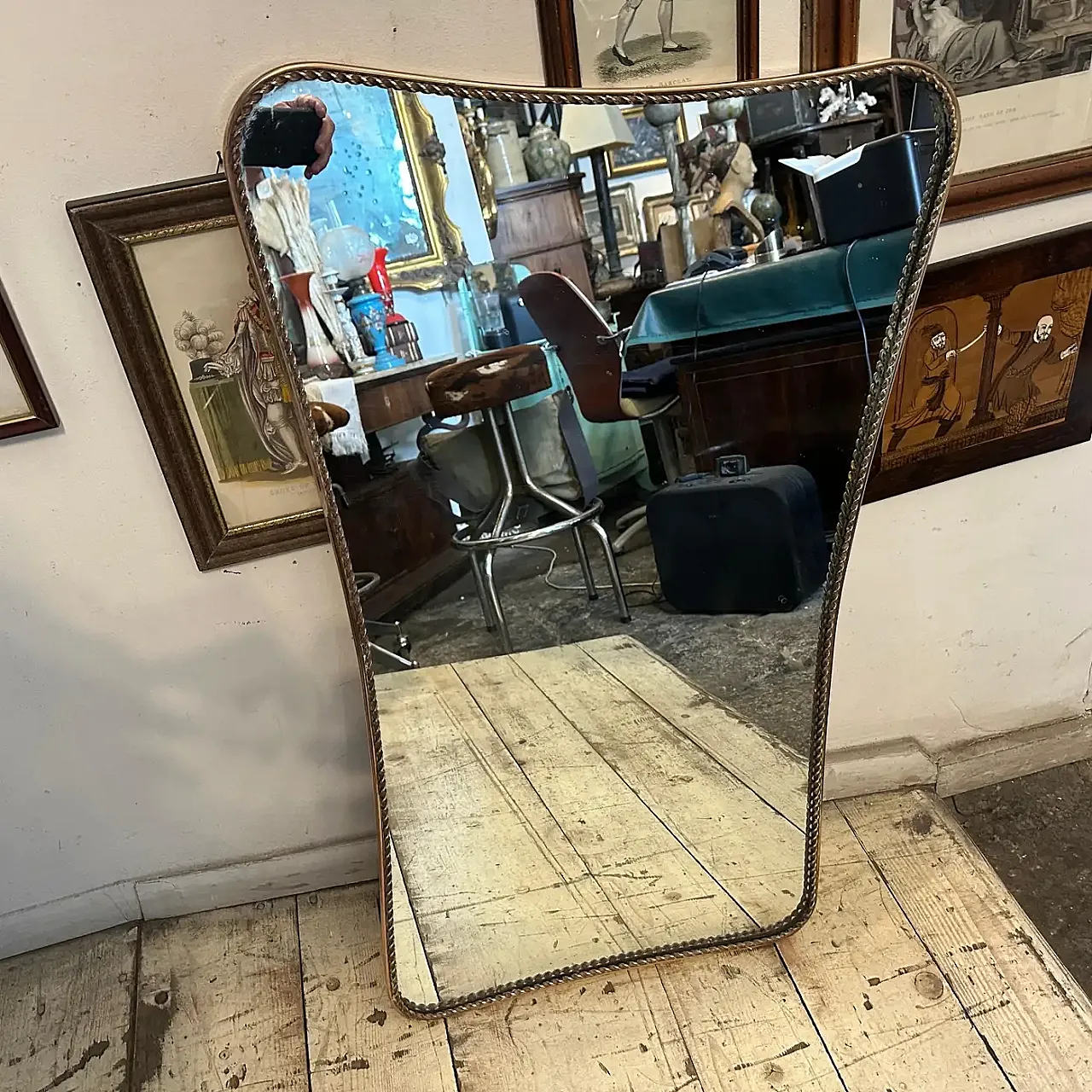 Gio Ponti-style biscuit-shaped wall mirror, 1950s 5