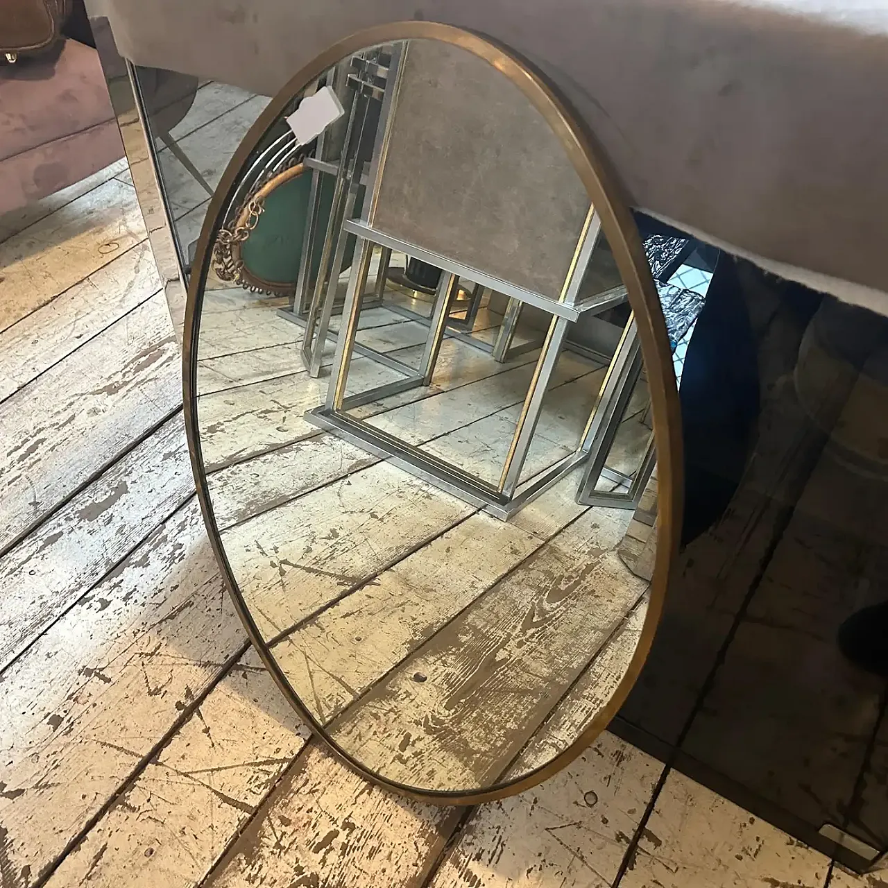 Specchio da parete ovale in ottone massiccio di Gio Ponti, anni '50 6