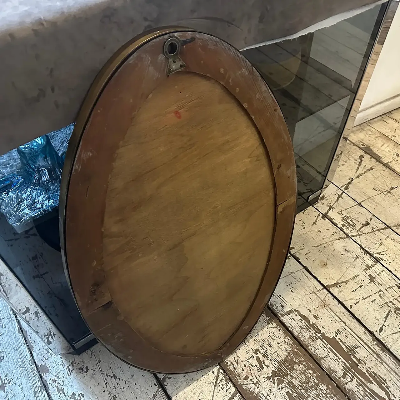 Specchio da parete ovale in ottone massiccio di Gio Ponti, anni '50 7