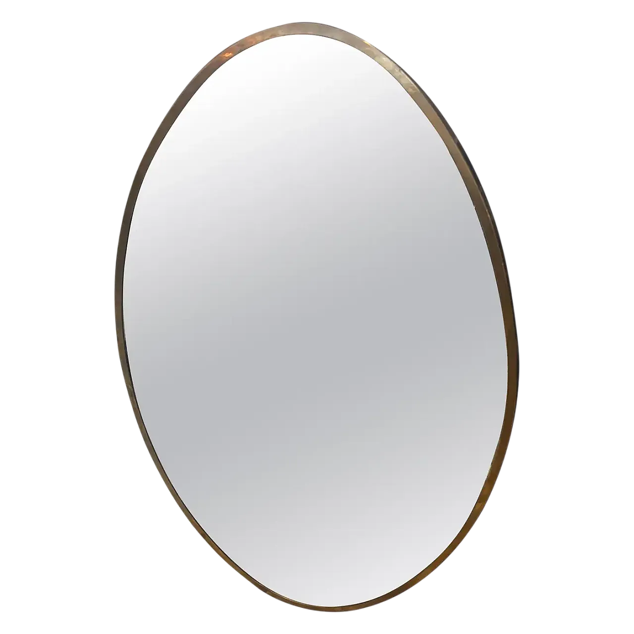 Specchio da parete ovale in ottone massiccio di Gio Ponti, anni '50 12