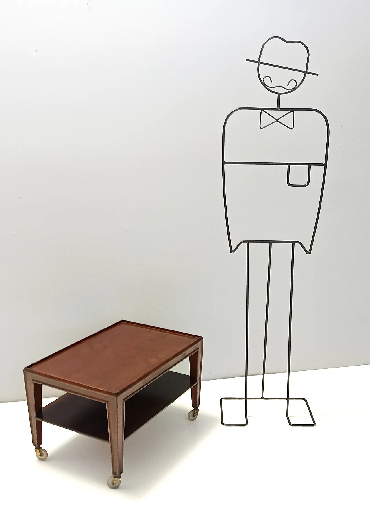 Tavolino rettangolare in noce di Paolo Buffa con rotelle, anni '50 11