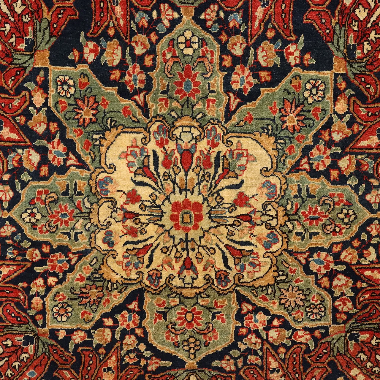 Tappeto asiatico in cotone e lana a nodo sottile, fine '900 4