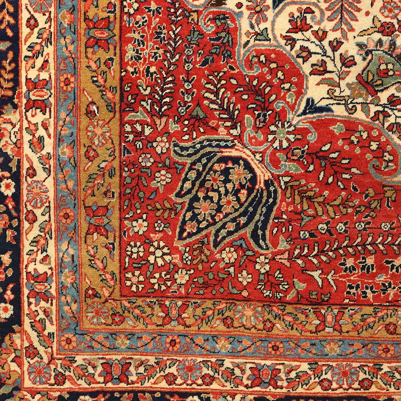 Tappeto asiatico in cotone e lana a nodo sottile, fine '900 5