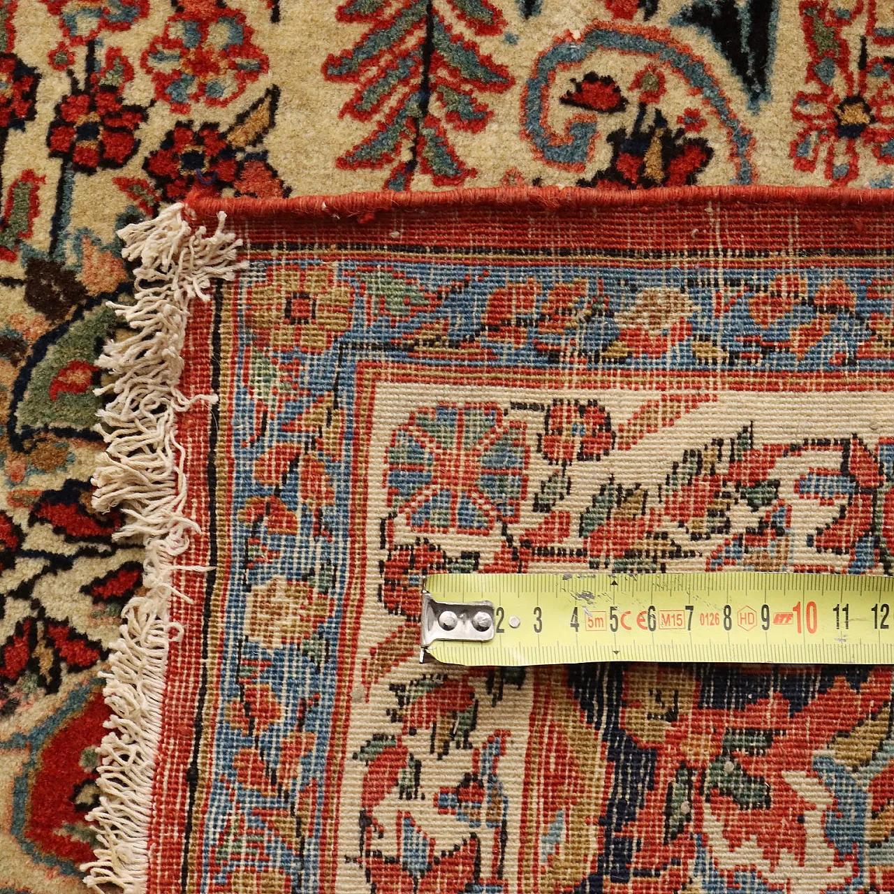 Tappeto asiatico in cotone e lana a nodo sottile, fine '900 7