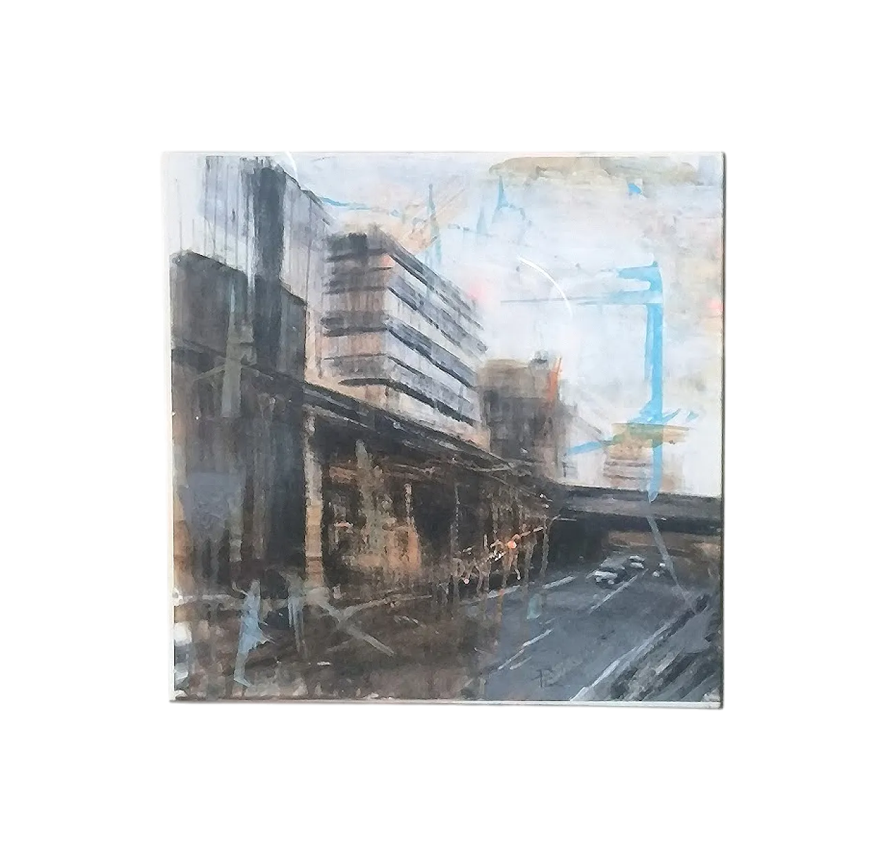 Oil on paper by Alfredo Pini of the series "The cities", 2000 10