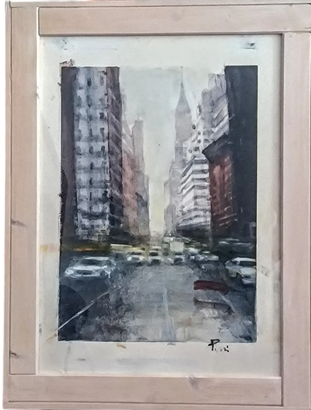 Olio su carta di ALFREDO PINI della serie "Le Città" - 51,5 x 37,0 cm 10