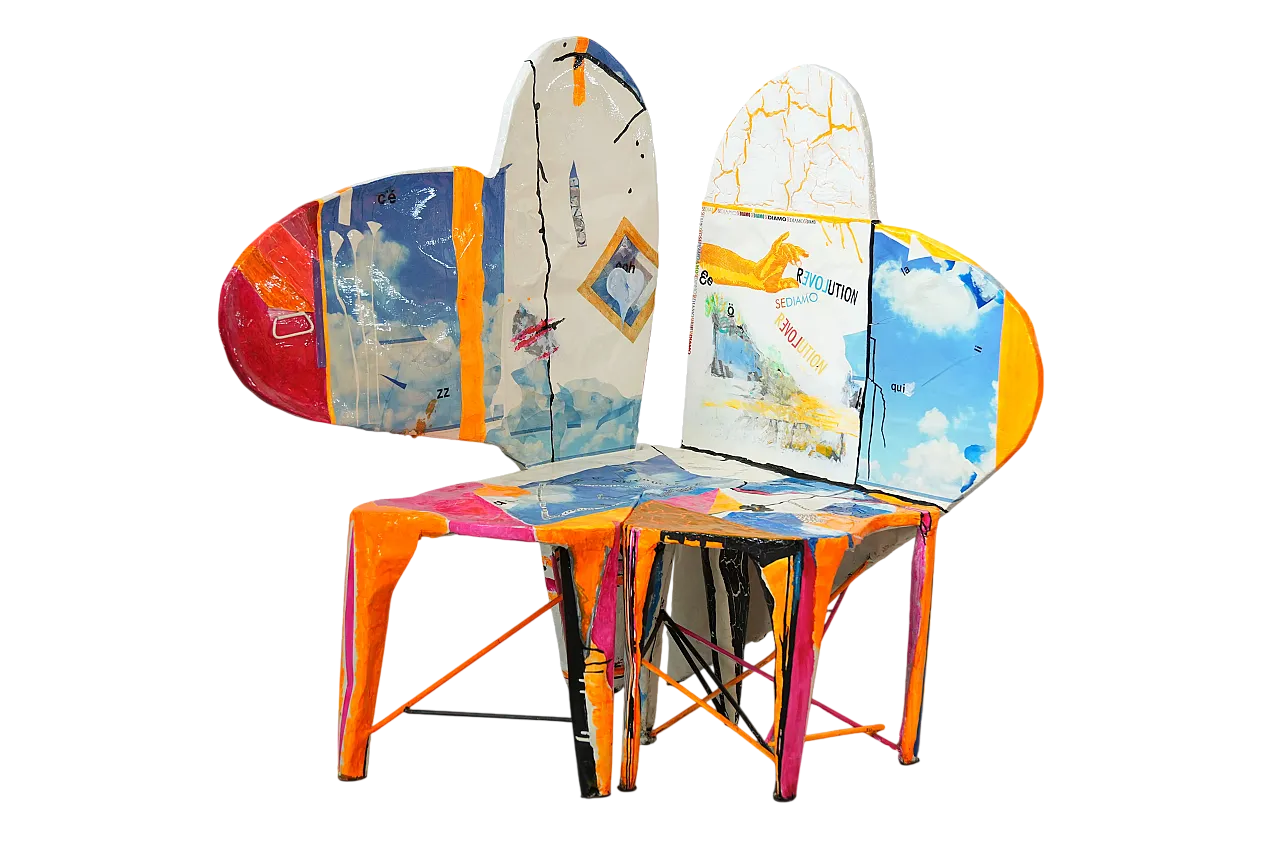 Pair of Guido Coletti Sculptural Modular Chairs (2010) – Hand-Painted 14