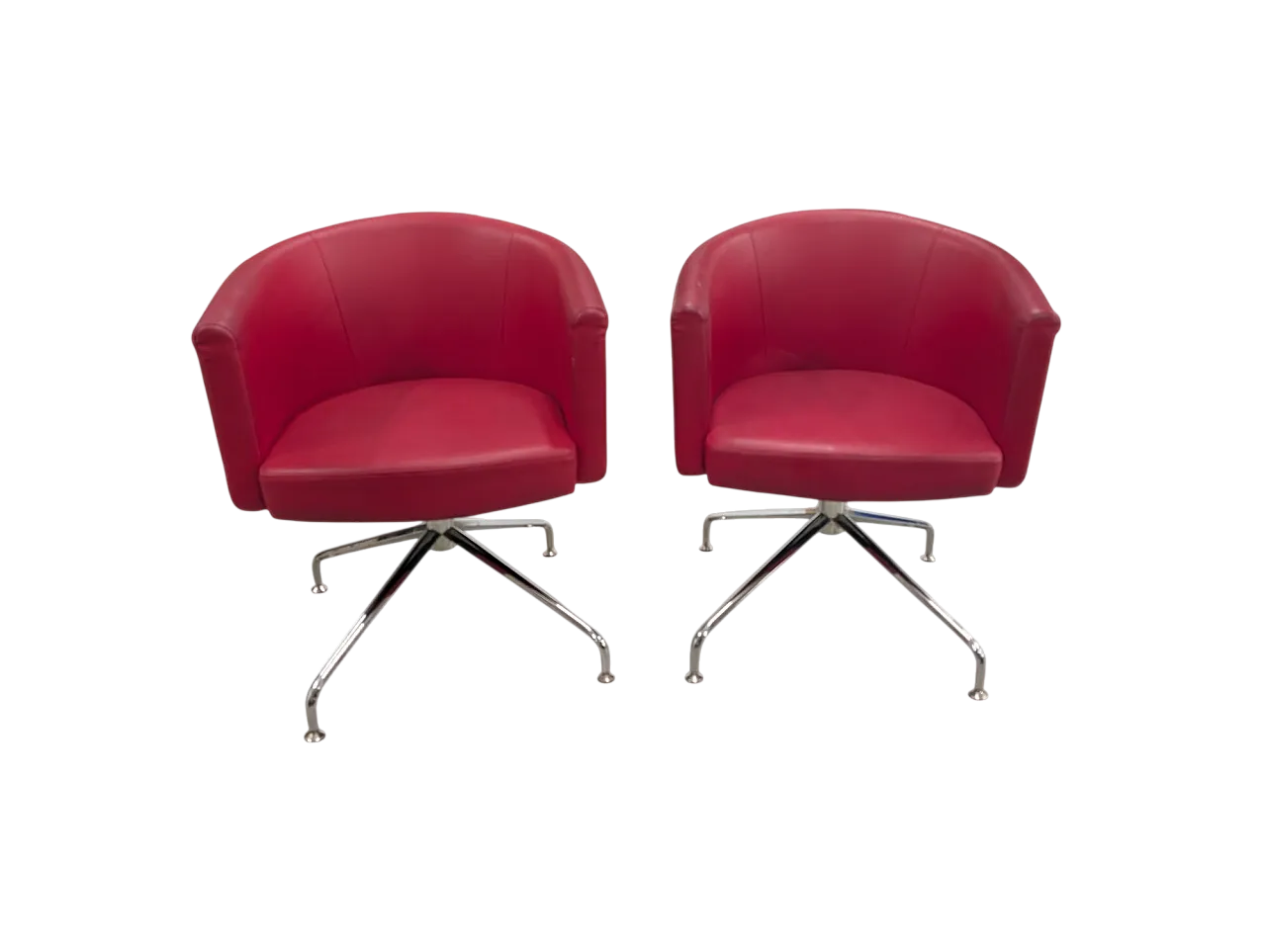 Coppia di poltroncine rosse in ecopelle, anni 2000 7