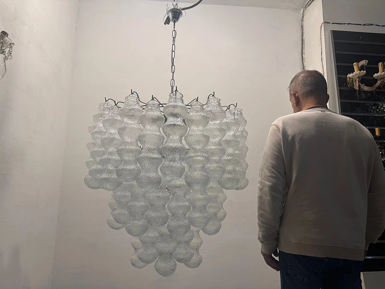 Large Vintage Murano-Style Glass Chandelier, 1980s 2