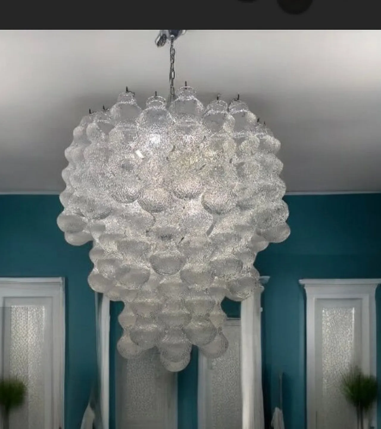 Large Vintage Murano-Style Glass Chandelier, 1980s 6