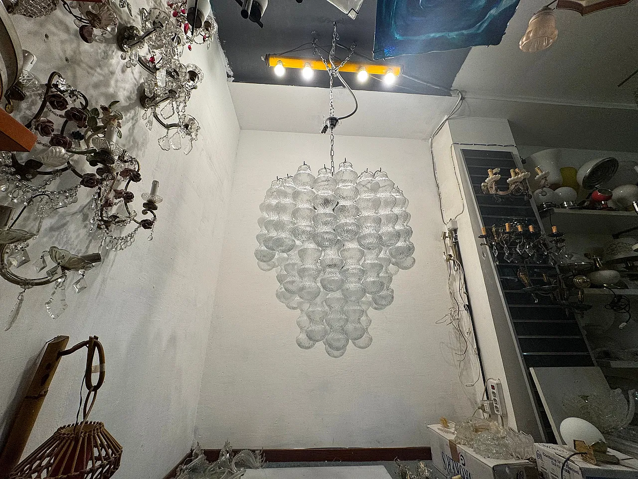 Large Vintage Murano-Style Glass Chandelier, 1980s 8