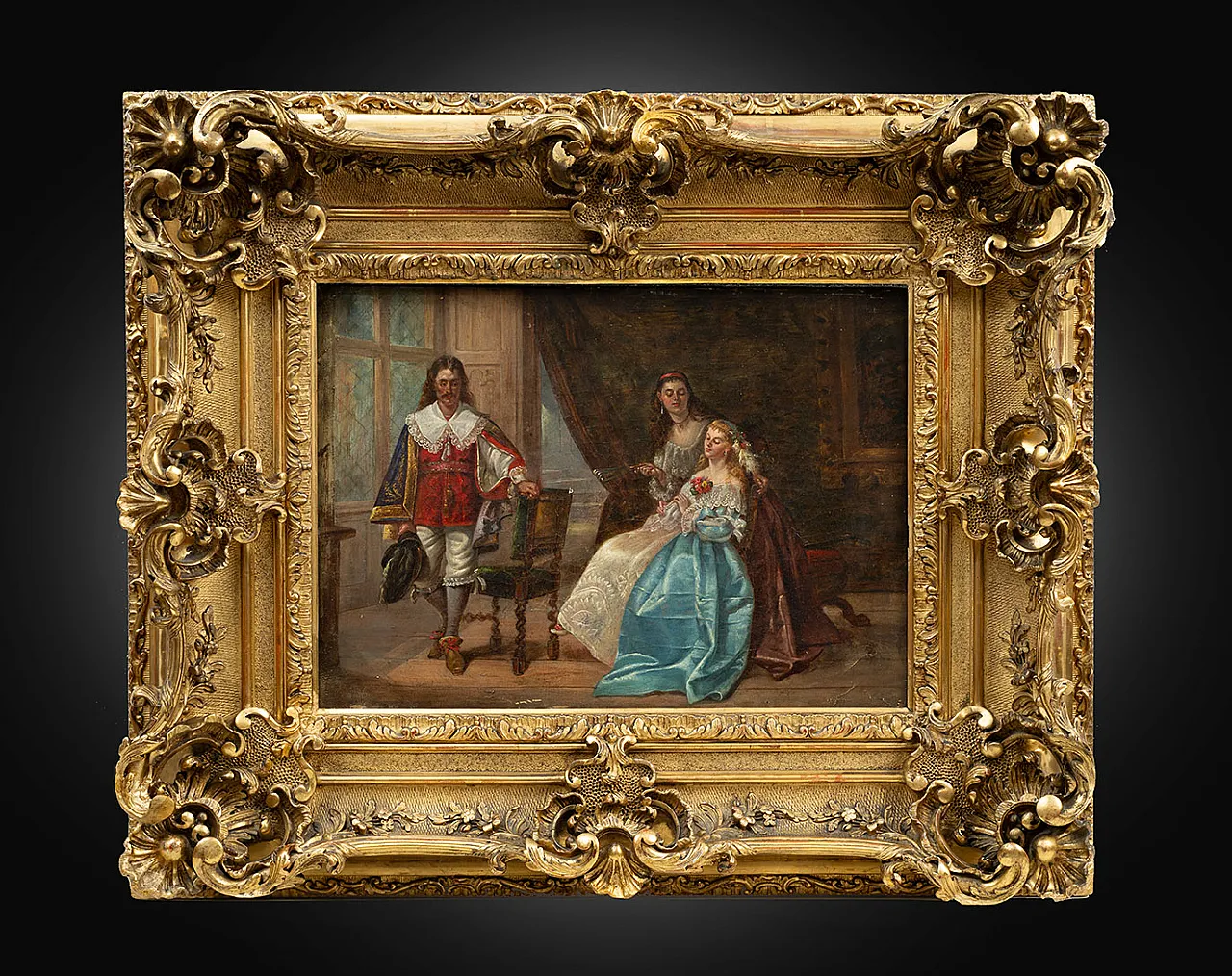 Painting oil on canvas depicting a gender scene, 19th century 1