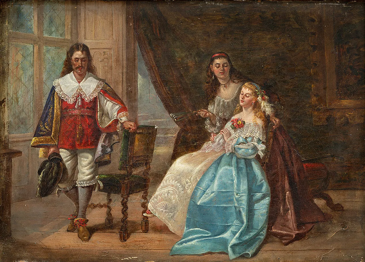 Painting oil on canvas depicting a gender scene, 19th century 2