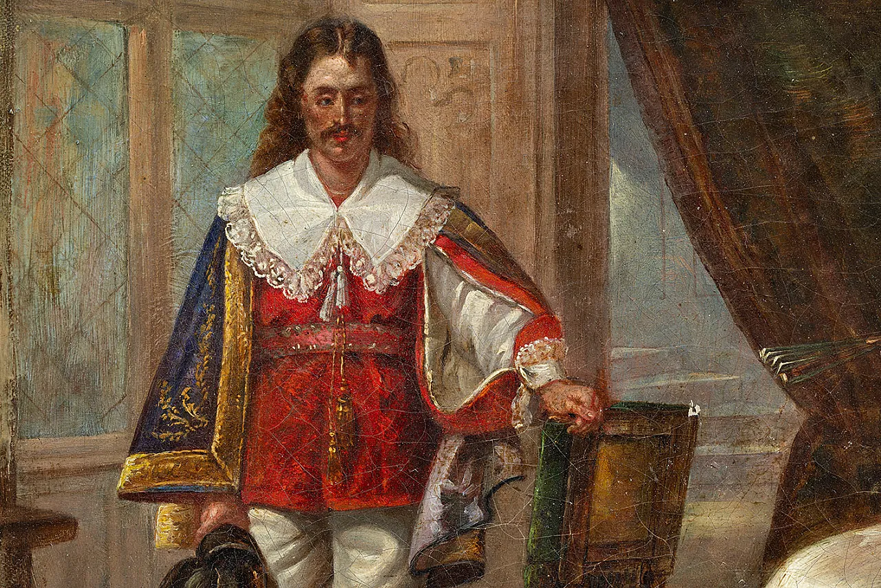 Painting oil on canvas depicting a gender scene, 19th century 3