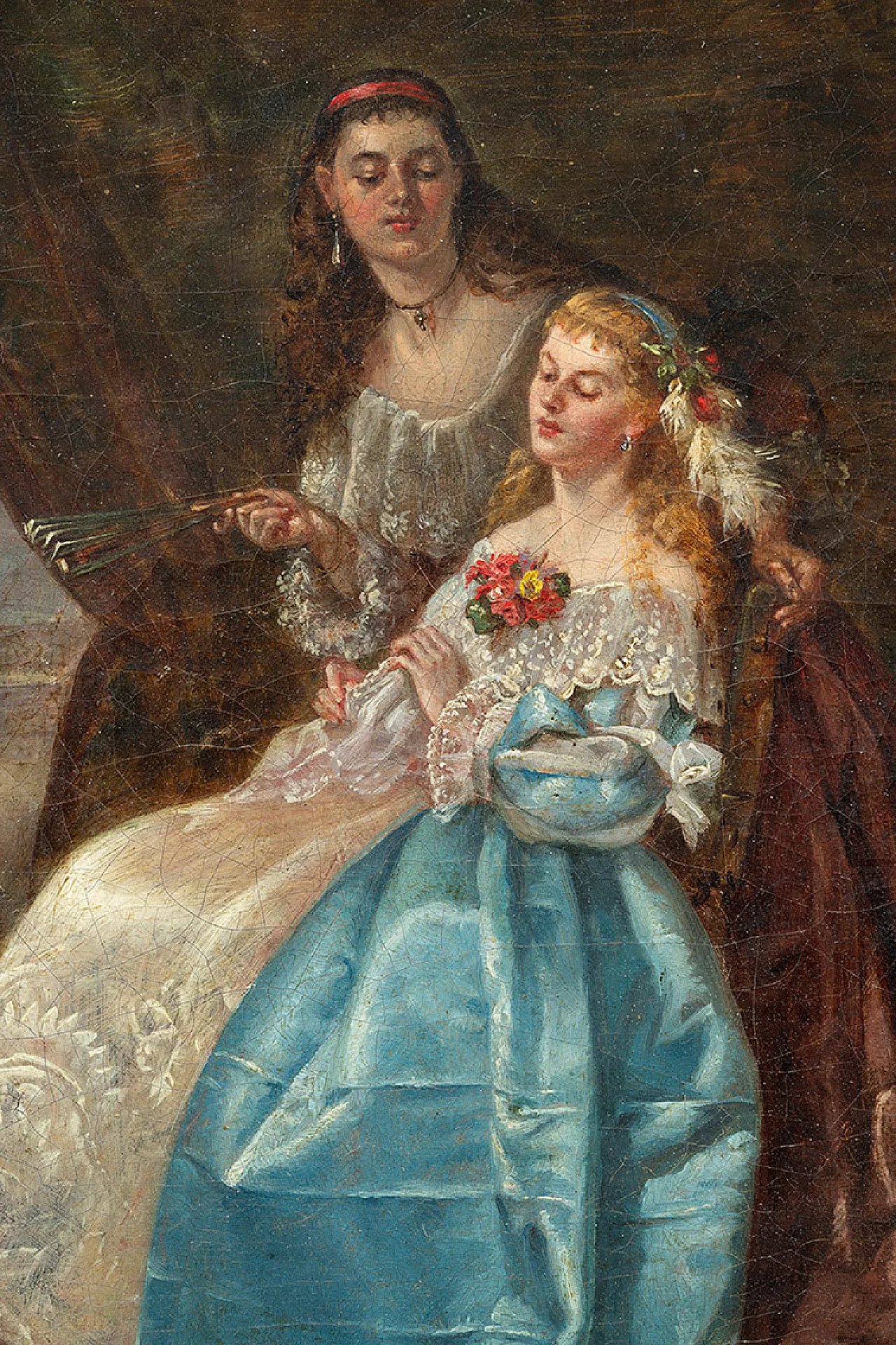 Painting oil on canvas depicting a gender scene, 19th century 4