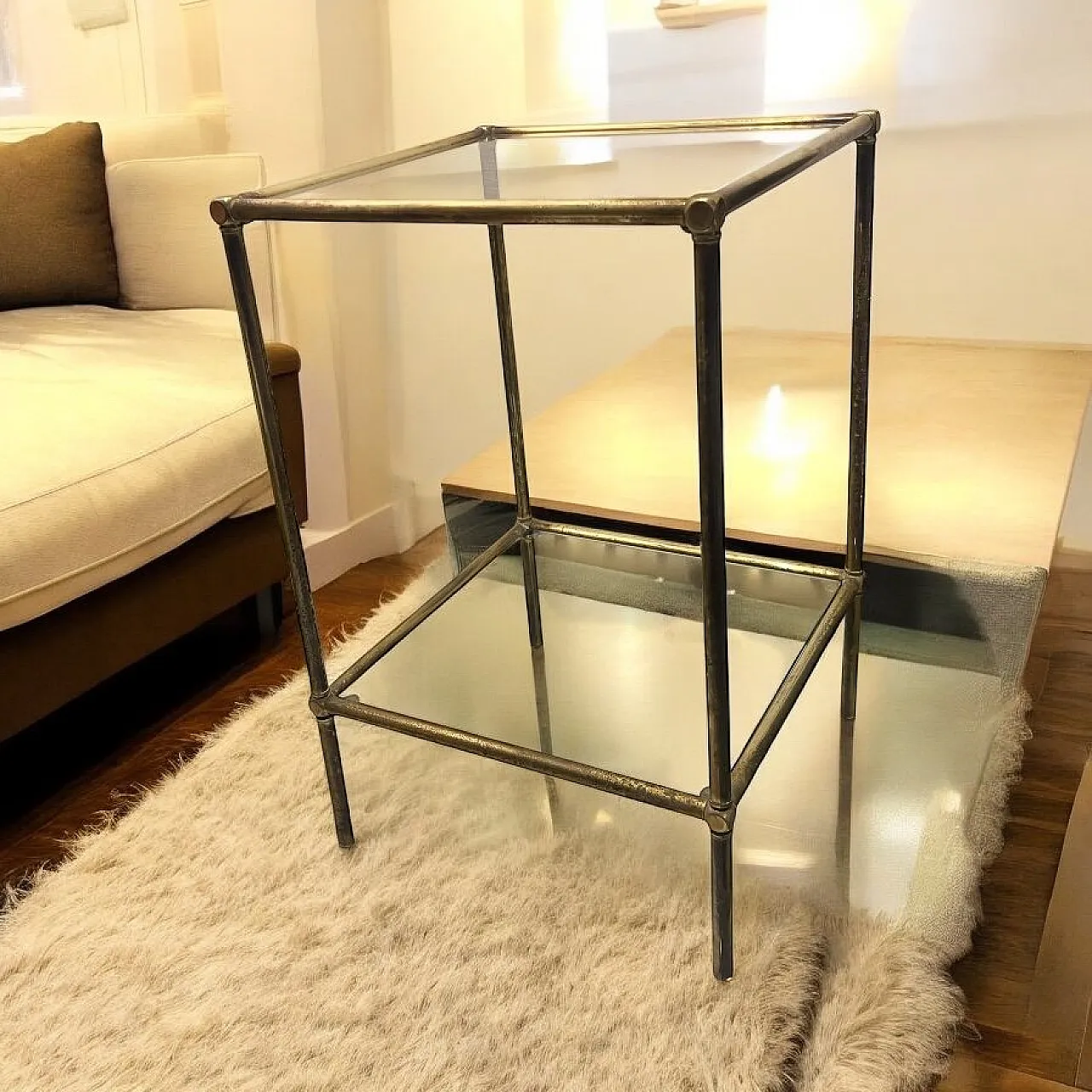 Tavolino italiano in ottone, stile Mid-Century Modern, anni '50 1