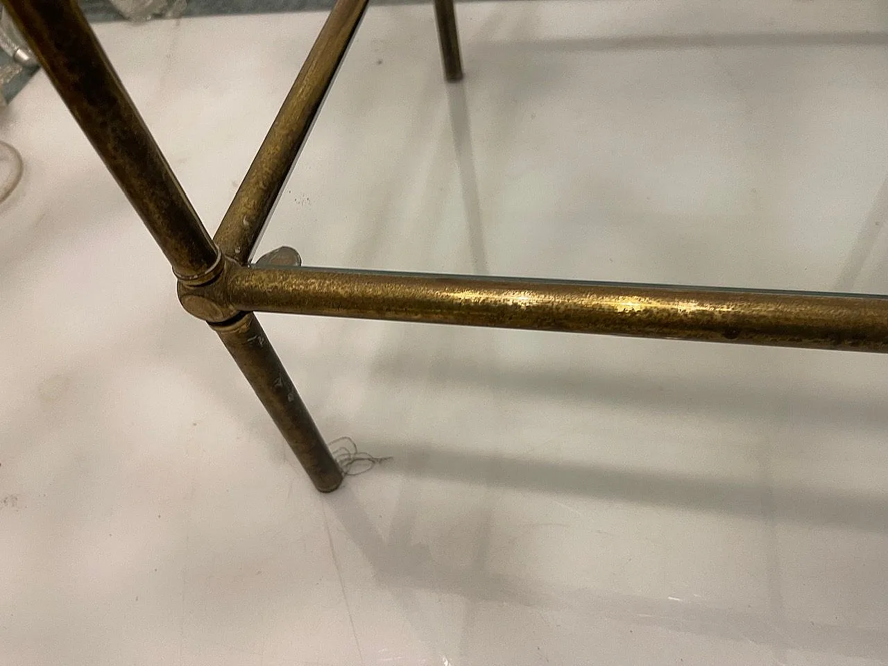 Tavolino italiano in ottone, stile Mid-Century Modern, anni '50 2