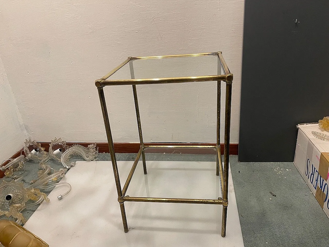 Tavolino italiano in ottone, stile Mid-Century Modern, anni '50 6