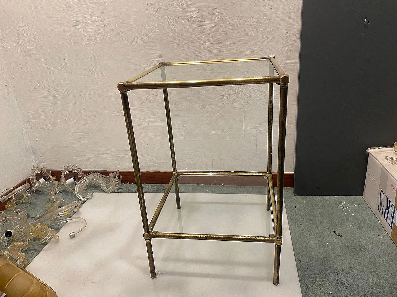 Tavolino italiano in ottone, stile Mid-Century Modern, anni '50 7