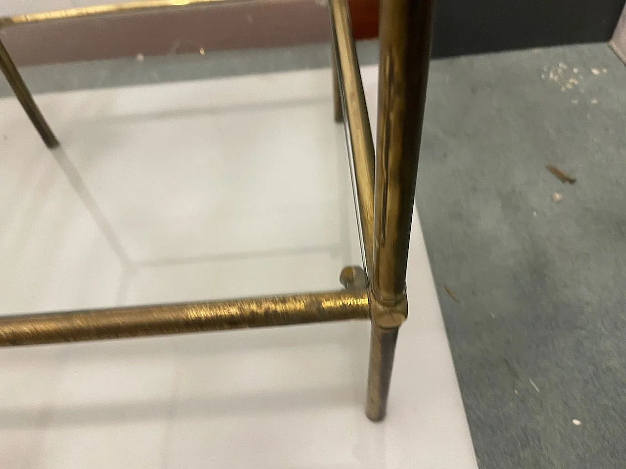 Tavolino italiano in ottone, stile Mid-Century Modern, anni '50 8