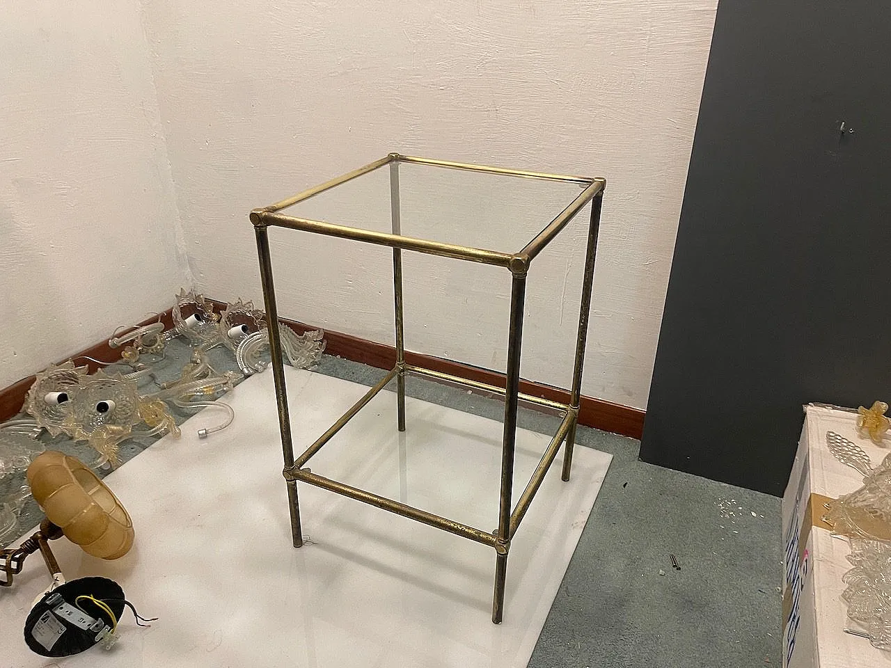 Tavolino italiano in ottone, stile Mid-Century Modern, anni '50 9