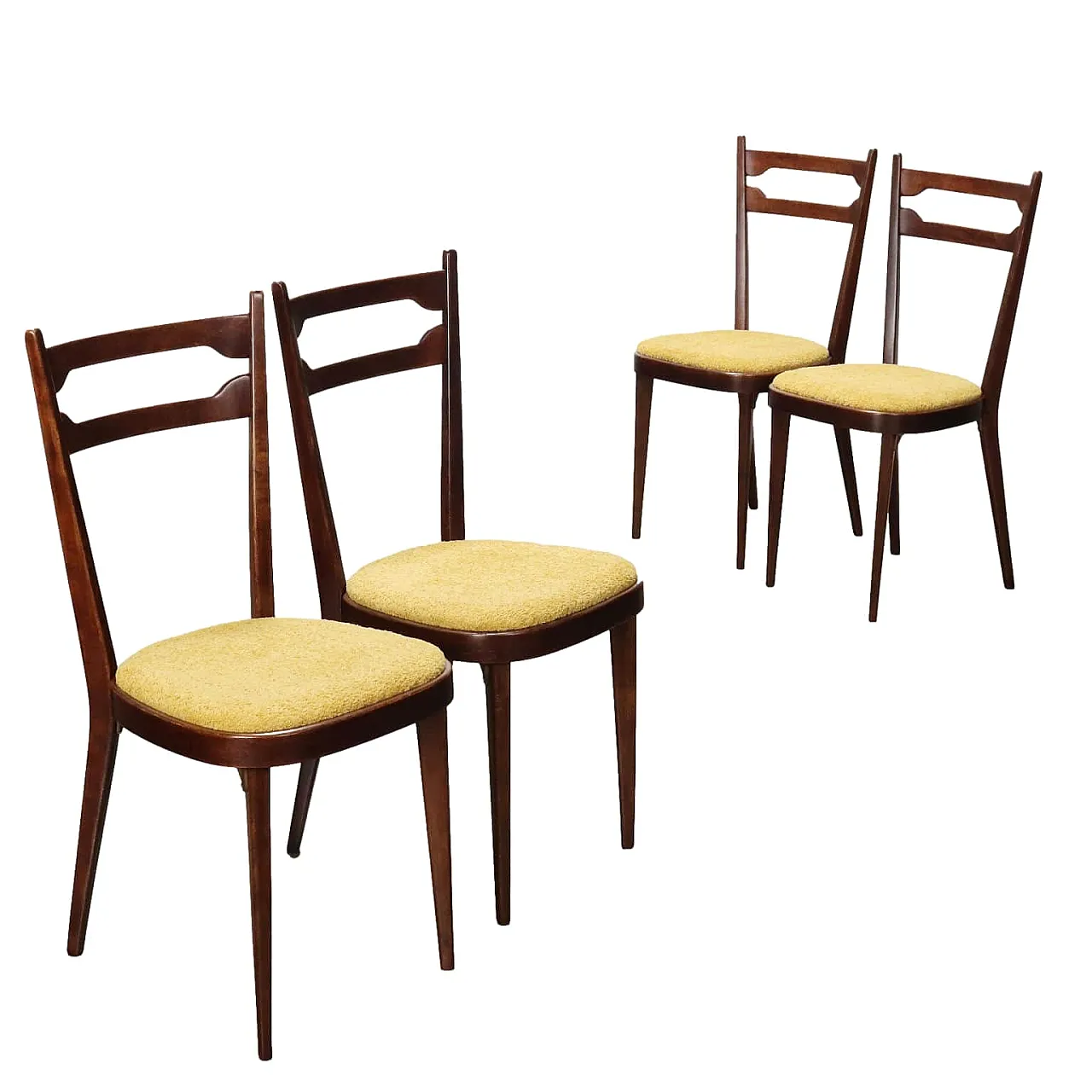 4 chairs beech fabric, 60s 1