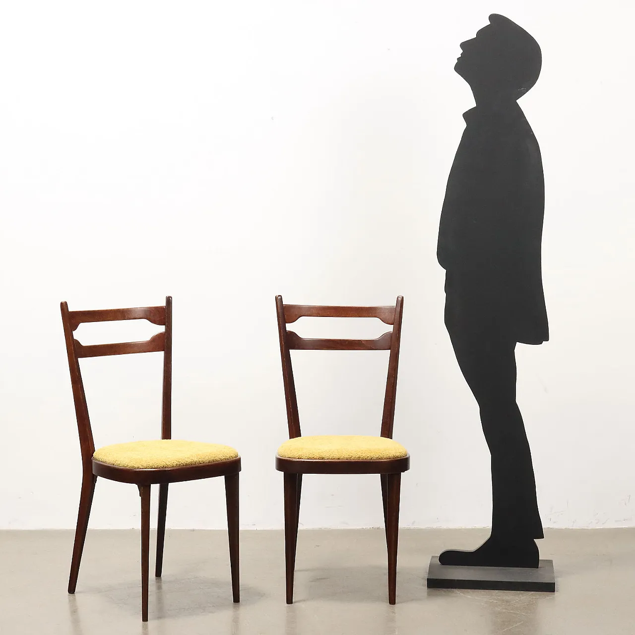 4 chairs beech fabric, 60s 2