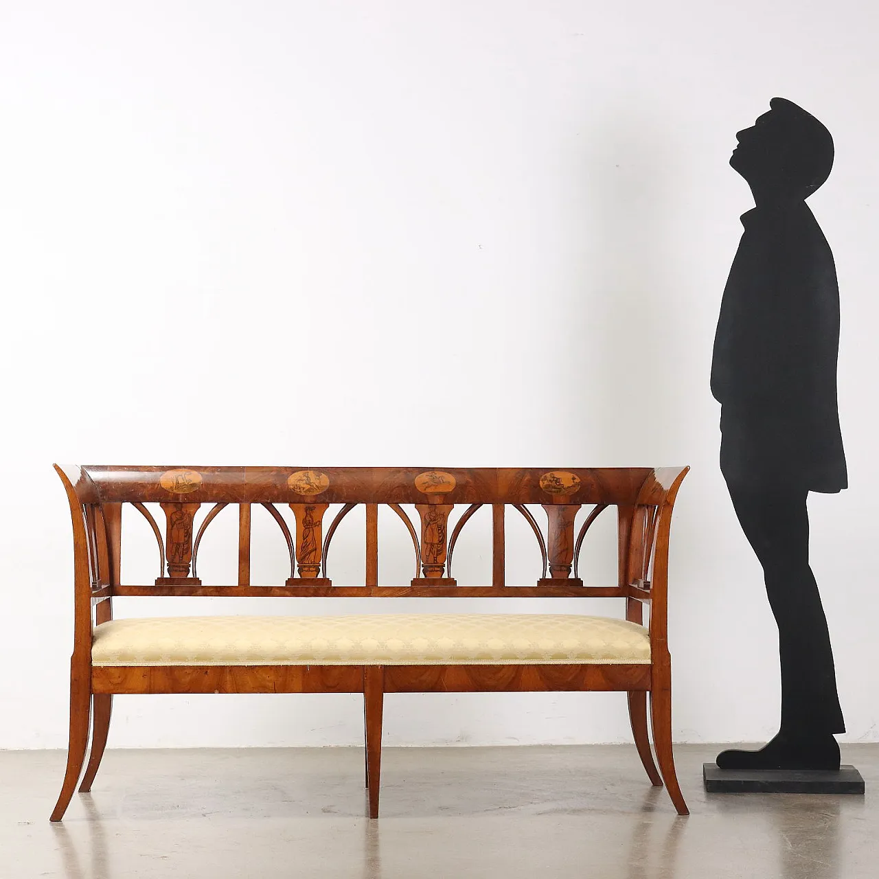 Divano Impero in noce e tessuto, '800 2